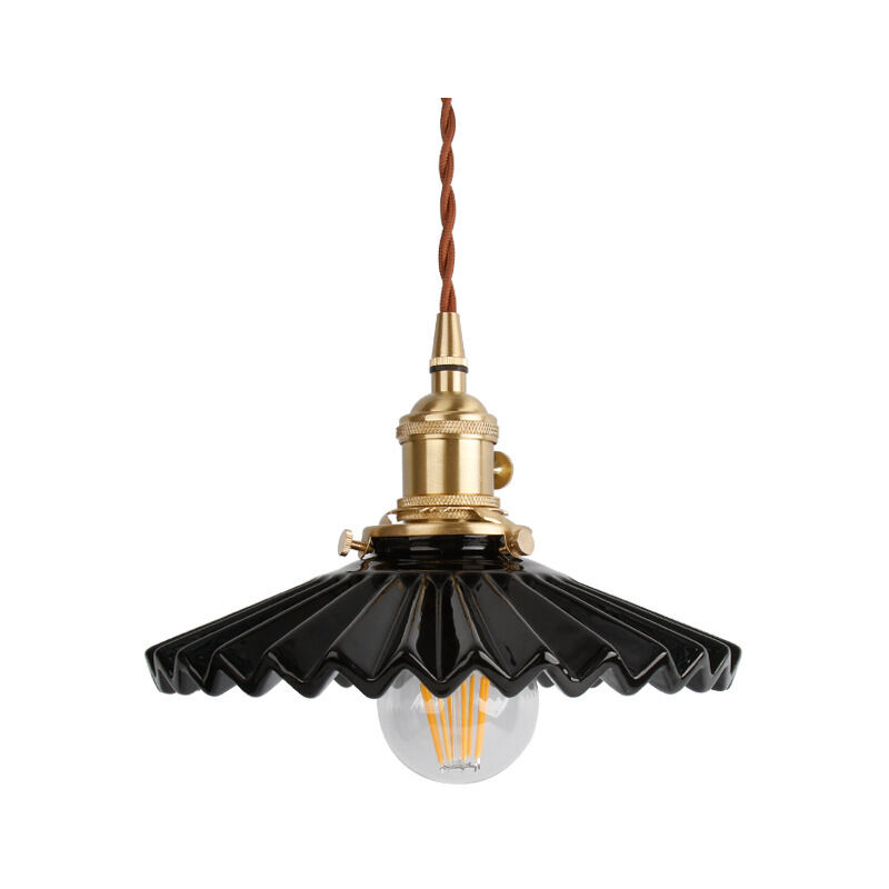 foto del prodotto wottes lampade a sospensione vintage lampada a soffitto ceramica plafoniera art d eco per sala bar ristorante nero