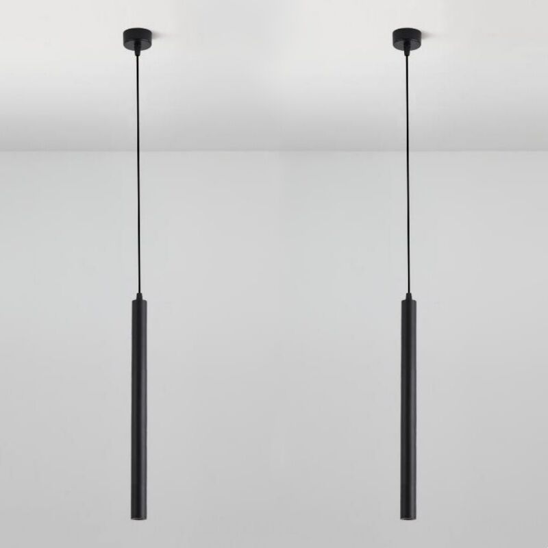 foto del prodotto wottes led lampada sospensione moderno industriale lampadario da soffitto regolabile plafoniera nero 2 pezzi