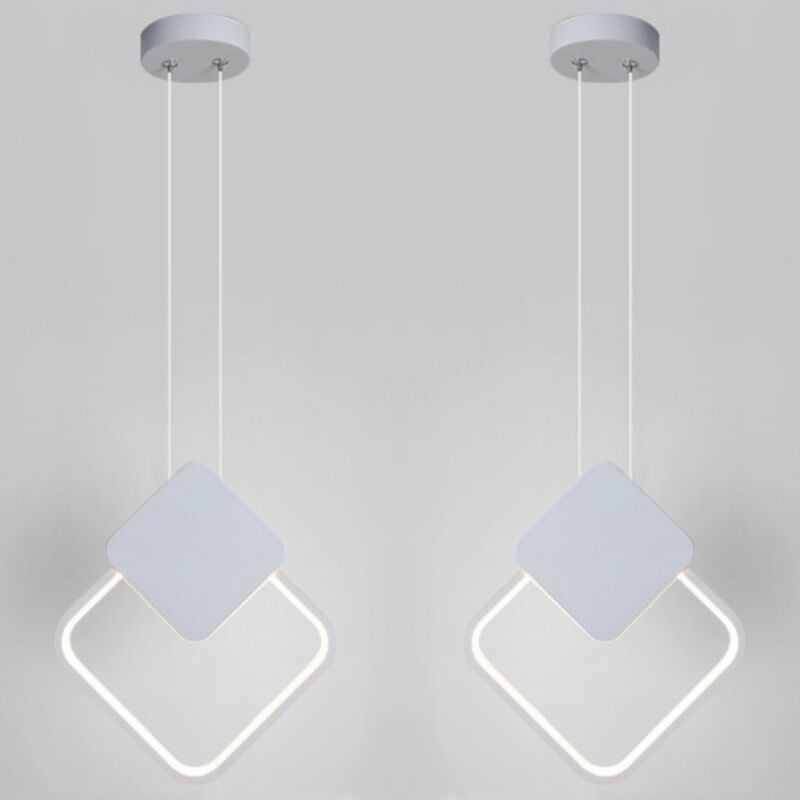 foto del prodotto wottes led lampadario a sospensione industriale lampada da soffitto semplice plafoniera bianco regolabile luce bianco fredda 2 pezzi