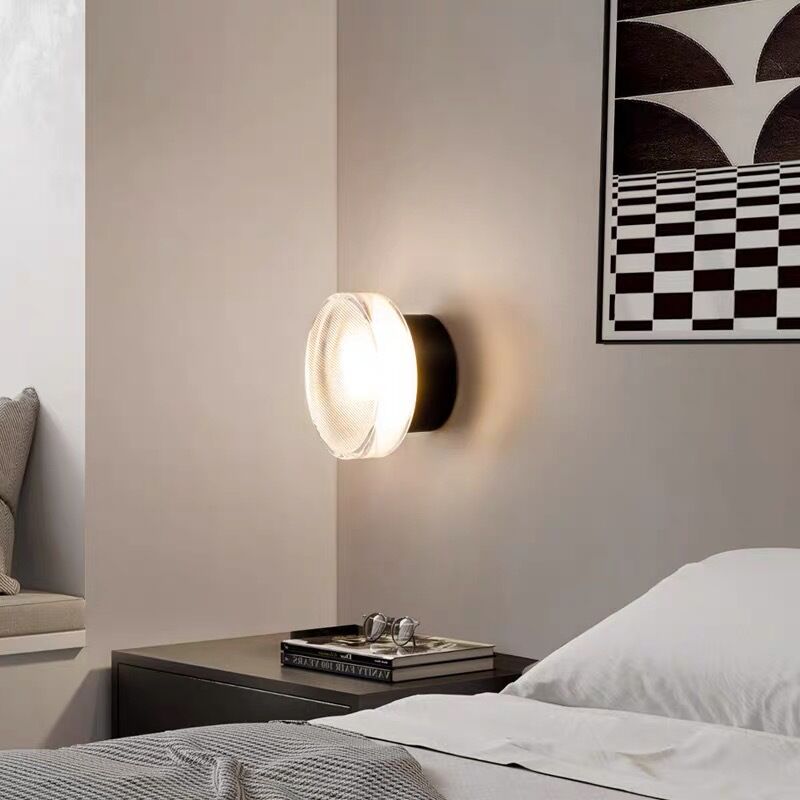 foto del prodotto wottes moderno lampada da parete led nero applique da parete interno decorative lampada da muro 13.5cm luce bianca calda