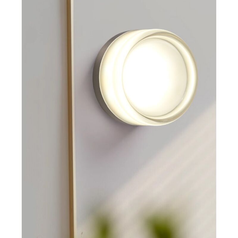 foto del prodotto wottes moderno lampada da parete led trasparente applique da parete interno lampada da muro a forma di fossetta 13.5cm luce bianca calda