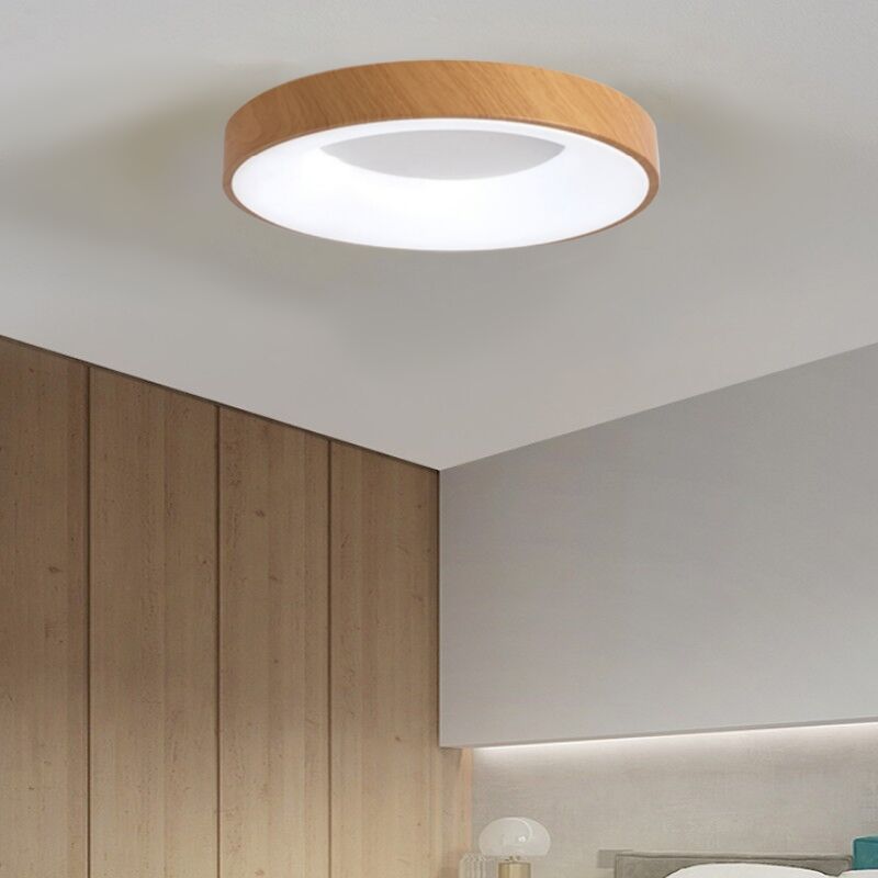 foto del prodotto wottes plafoniera led soffitto moderno lampada da soffitto metallo illuminazione soffitto semplice 30cm 18w colore legno luce bianco fredda