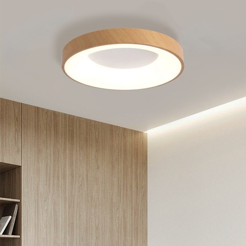 foto del prodotto wottes plafoniera led soffitto moderno lampada da soffitto metallo illuminazione soffitto semplice 30cm 18w colore legno luce neutra