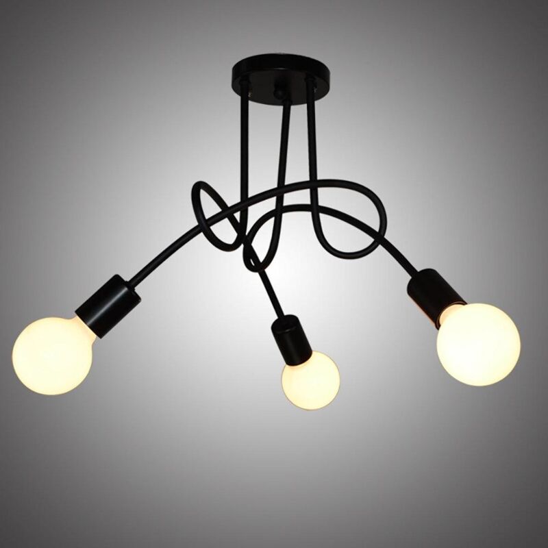 foto del prodotto wottes plafoniera nero moderna lampada a sospensione 3 luci illuminazione soffitto vintage luce pendente e27 per soggiorno cucina ristorante