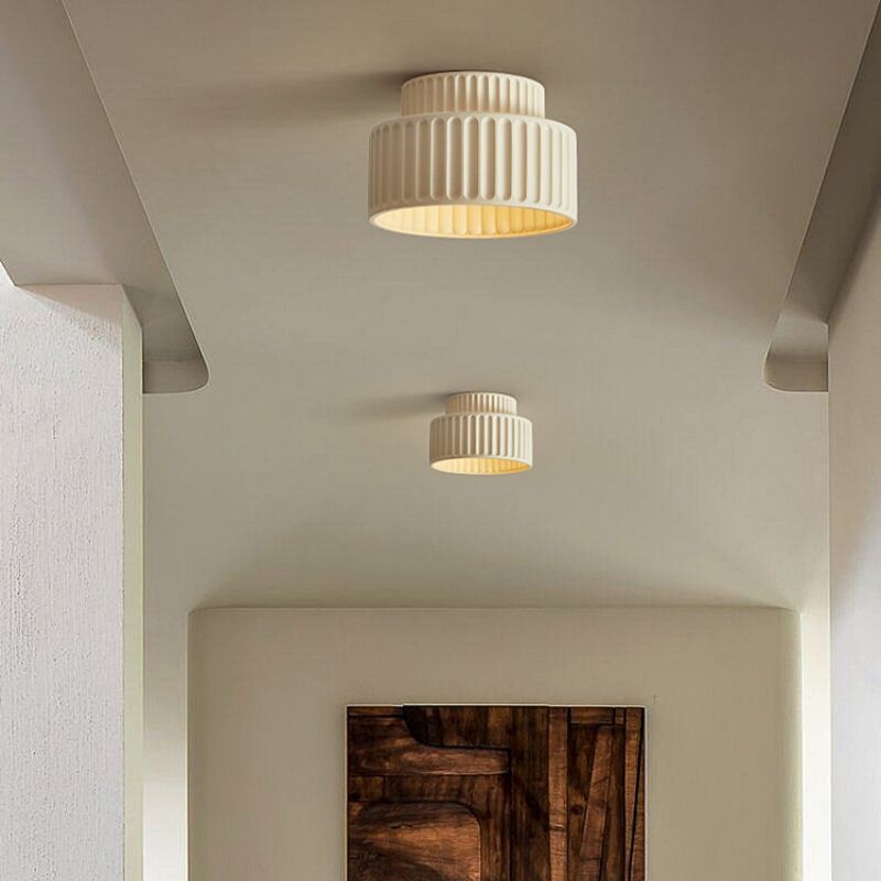 foto del prodotto wottes plafoniera soffitto moderno lampada da soffitto resina illuminazione soffitto rotondo art d eco color crema 23cm 2pcs