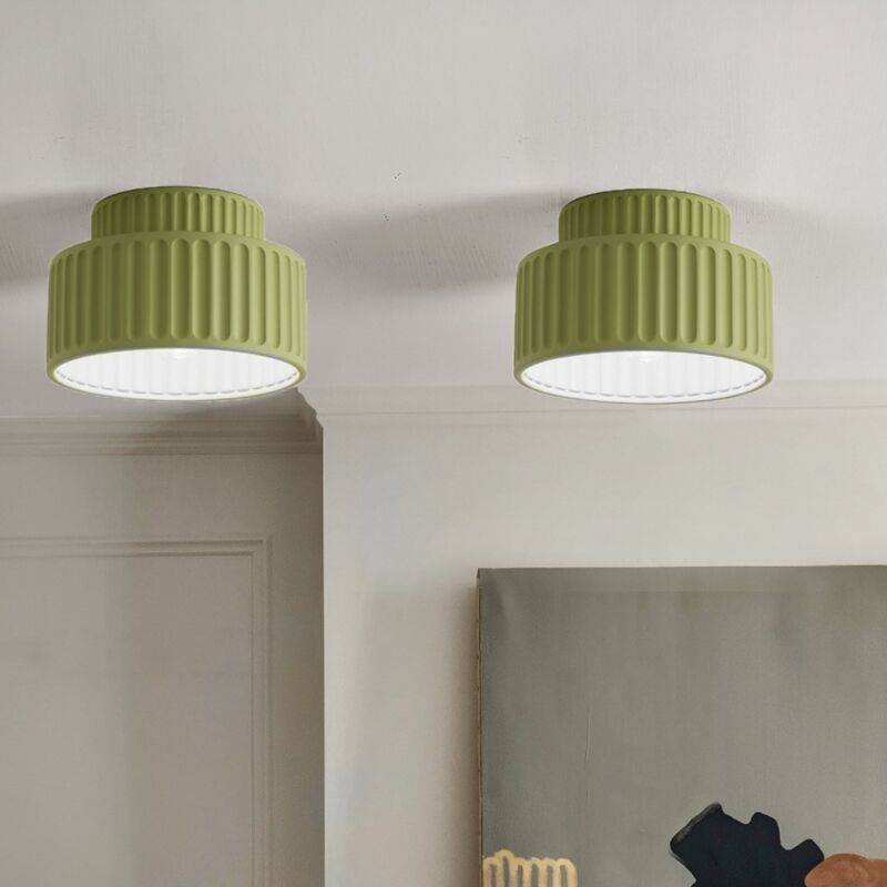 foto del prodotto wottes plafoniera soffitto moderno lampada da soffitto resina illuminazione soffitto rotondo art d eco verde 23cm 2pcs