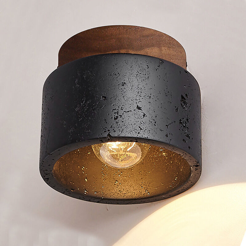 foto del prodotto wottes plafoniera vintage e27 lampada da soffitto travertino nero e legno illuminazione a soffitto art d eco 1 pezzo
