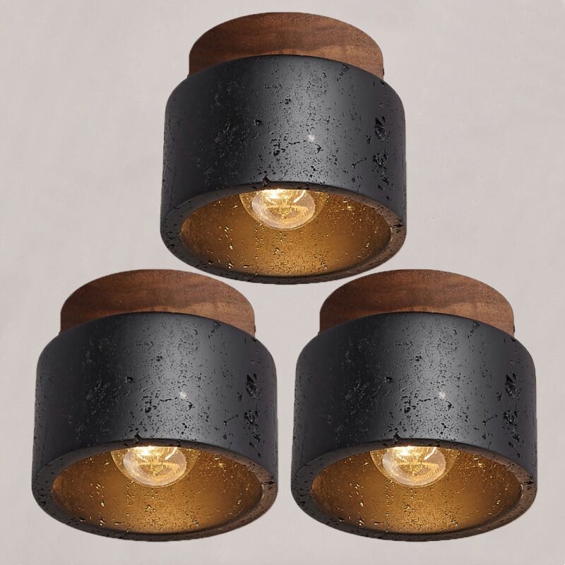 foto del prodotto wottes plafoniera vintage e27 lampada da soffitto travertino nero e legno illuminazione a soffitto art d eco 3 pezzi