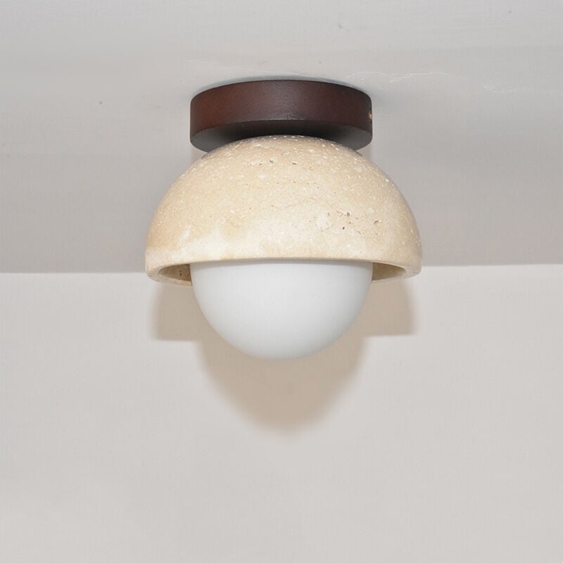 foto del prodotto wottes plafoniere vintage lampadario da soffitto interna illuminazione da ufficio travertino giallo e legno e acrilica luce bianco caldo