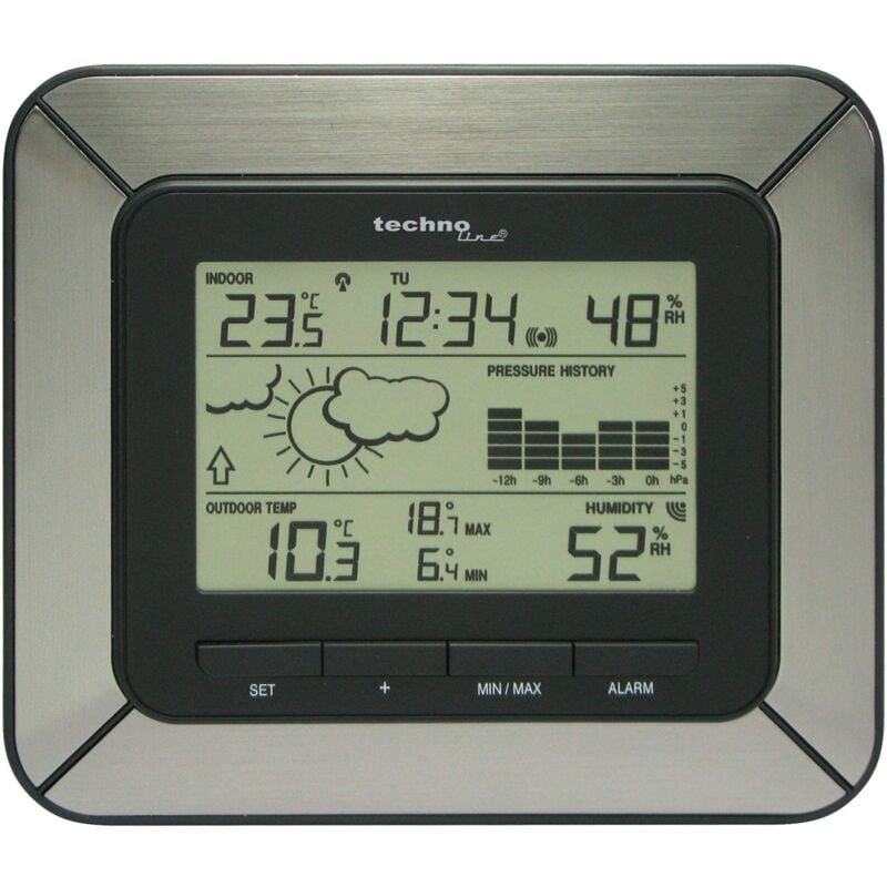 foto del prodotto ws 9273 stazione meteo, alluminio nero technoline