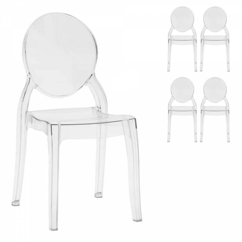 foto del prodotto ws design x 4 sedia trasparente in policarbonato impilabile mod. glass