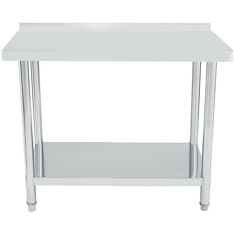 foto del prodotto wt2448b tavolo da cucina, piano di lavoro con bordo in acciaio inox 120x60cm, ideale per cucina, ristorante, gastronomia, tavolo da taglio - bc-elec