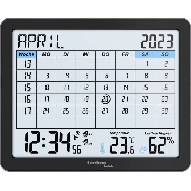 foto del prodotto wt2600 radiocontrollato calendario nero tempi di allarme 2 techno line