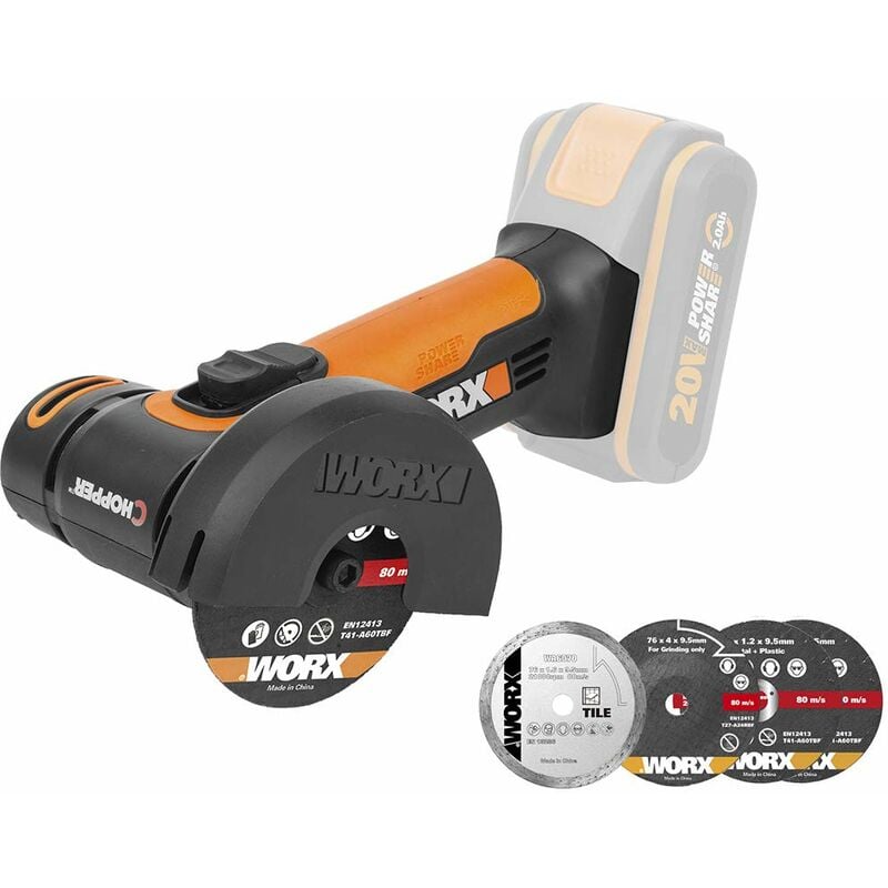 foto del prodotto wx 801.9 mini smerigliatrice chopper a batteria 20v solo corpo macchina worx