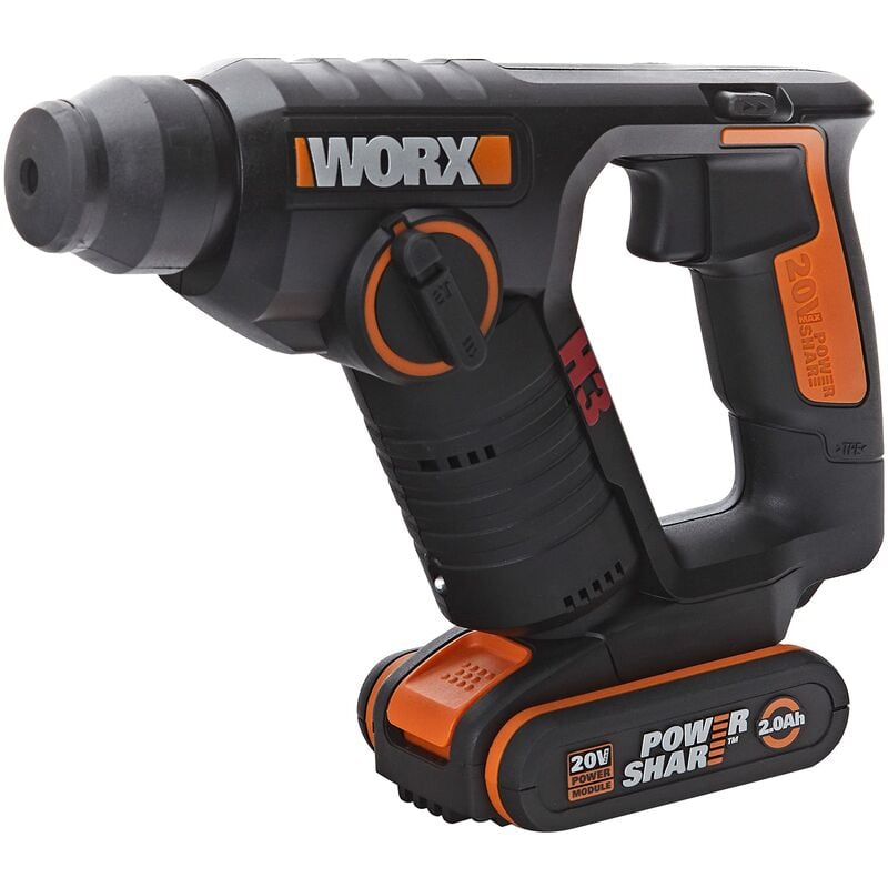 foto del prodotto wx394.6 h3 tassellatore pneumatico trapano avvitatore, 3 in 1 -1,5 j-20v con 2 batterie da 2.0ah - worx