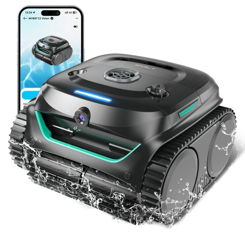 foto del prodotto wybot c2 vision robot piscina senza fili con smart vision, navigazione intelligente, 8 modalit di pulizia, batteria a lunga durata
