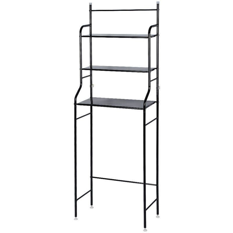 foto del prodotto wyctin scaffale sopra wc scaffale da bagno sopra toilette lavanderia salvaspazio,mensola per toilette in acciaio inox multifunzione nero 165x55x26cm