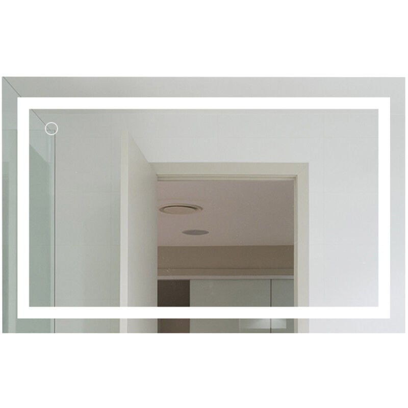 foto del prodotto wyctin specchio da bagno 23w con lampada a specchio a led vetro temperato lucido bianco freddo 6000k, interruttore touch 100 60cm