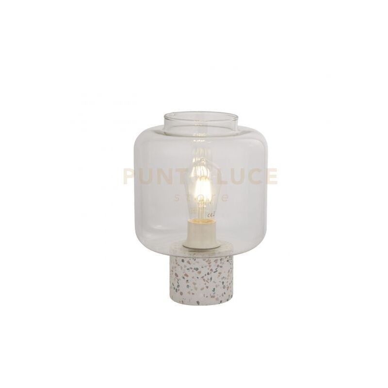 foto del prodotto x lampada da tavolo vessel base in terrazzo con paralume in vetro