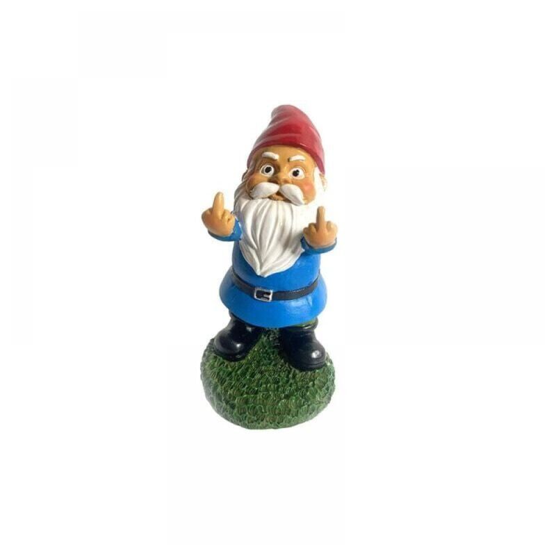 foto del prodotto x statua decorativa da giardino a forma di gnomo da giardino 3d in poliresina con dito medio per esterni