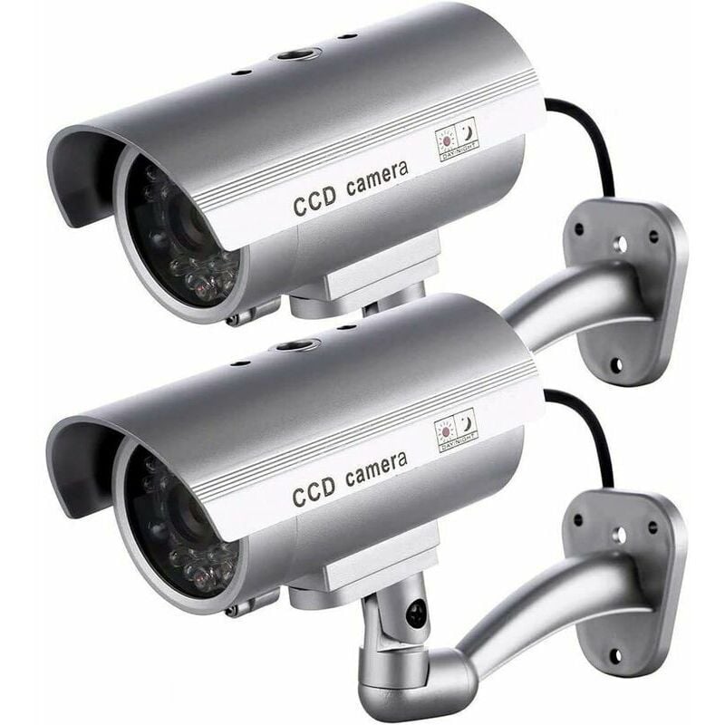 foto del prodotto x telecamera finta per esterni telecamera finta per uso interno o esterno con led lampeggiante a forma di proiettile guazhuni argento thsinde