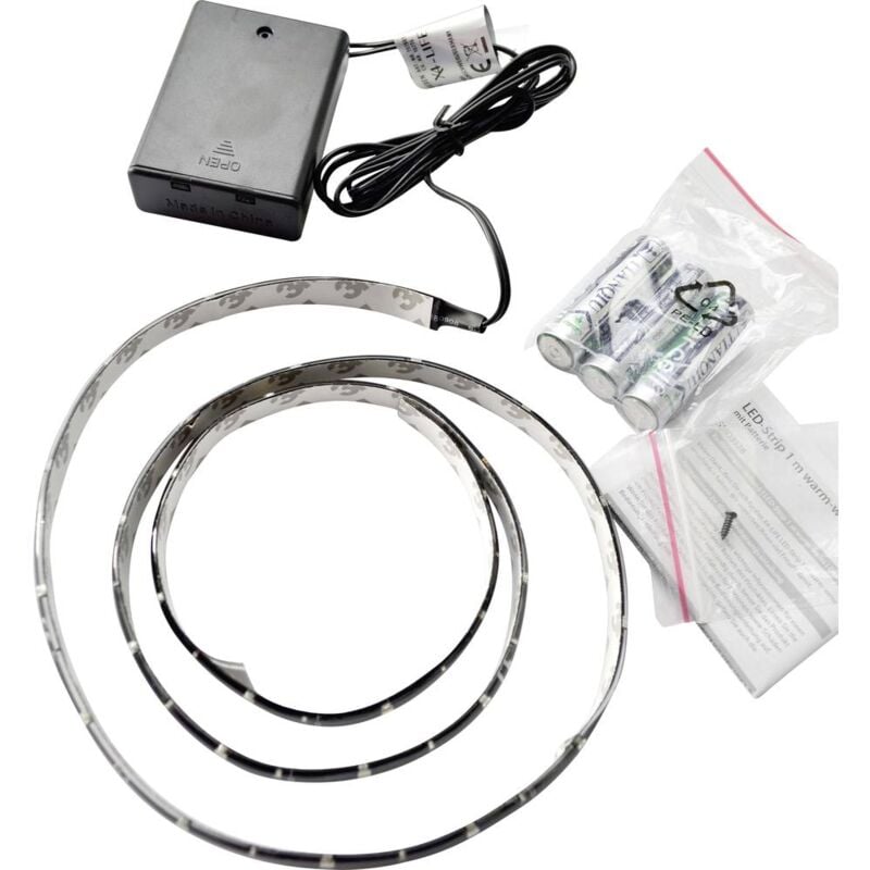 foto del prodotto x4 life 701501 kit completo striscia led con porta batterie 4.5 v 1 m bianco caldo 1 pz.