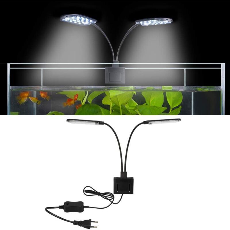 foto del prodotto x7 gemini led luce per acquario doppia testa 220v 10w 1600lm x7 per acquario da 8 15 pollici