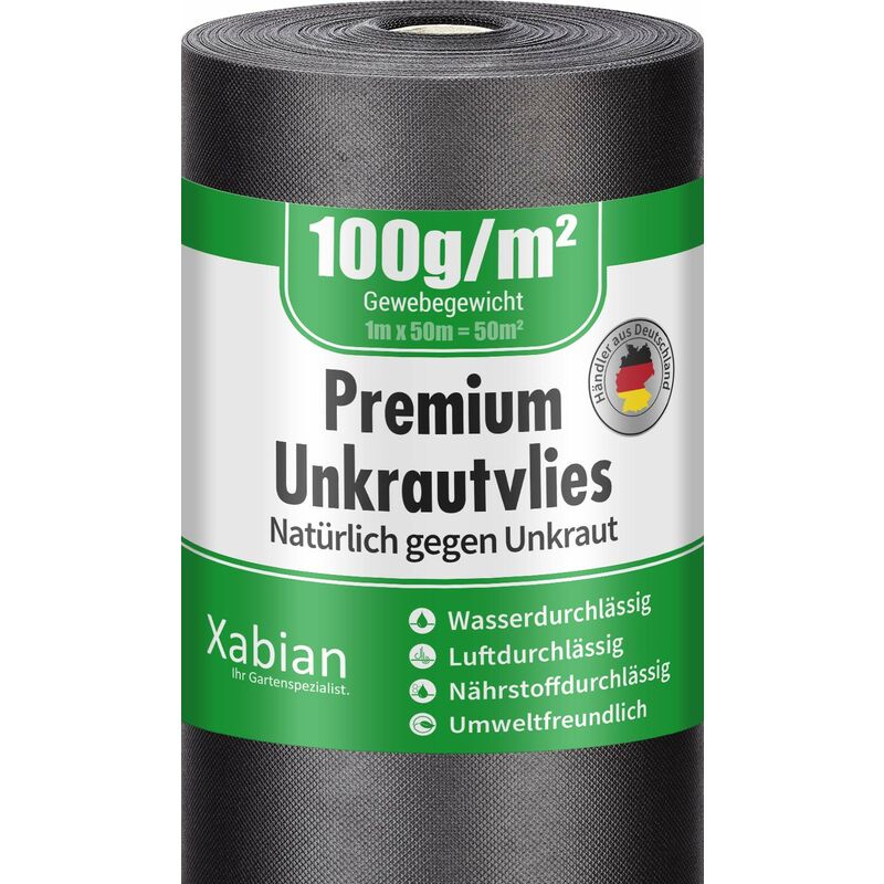 foto del prodotto xabian tessuto non tessuto anti erbacce 100 g m , 50 m x 1 m 50 m , tessuto non tessuto da giardino con elevata stabilizzazione uv, molto