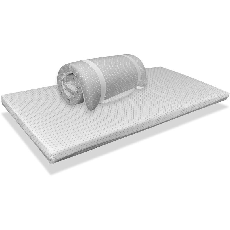 foto del prodotto xaluca materasso per lettino da viaggio per bambini mimo 120x60 grey 5 cm sfoderabile, lavabile, antibatterico e facile da trasportare.