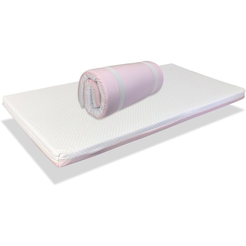 foto del prodotto xaluca materasso per lettino da viaggio per bambini mimo 120x60 rose 5 cm sfoderabile, lavabile, antibatterico e facile da trasportare.