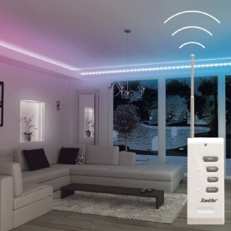 foto del prodotto xanlite kit ruban led rgb 18.5w impermeabile 3m ip65 con trasformatore e connettori