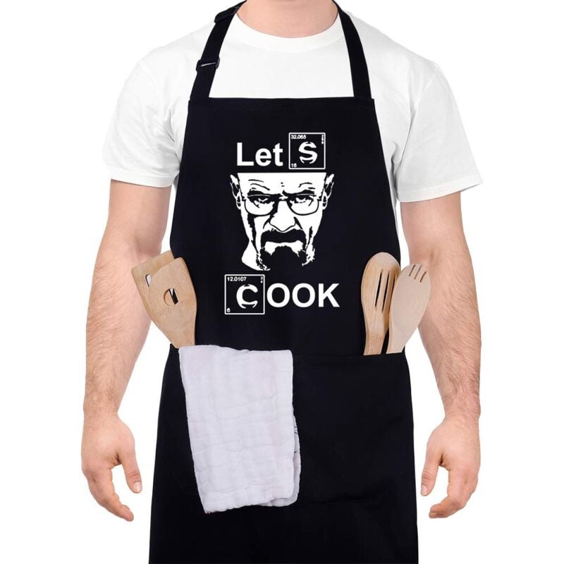foto del prodotto xinzistar grembiule da cucina da uomo let s cook grembiuli da cucina impermeabile regolabile grembiule barbecue con tasche idea regalo festa del pap 