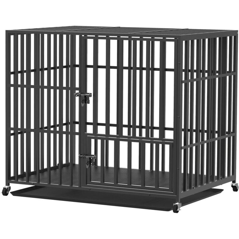 foto del prodotto xl gabbia per cani grande gabbia kennel in metallo per cani box gabbia con ruote per cani indistruttibile anti morso 107x77,5x 88,5cm