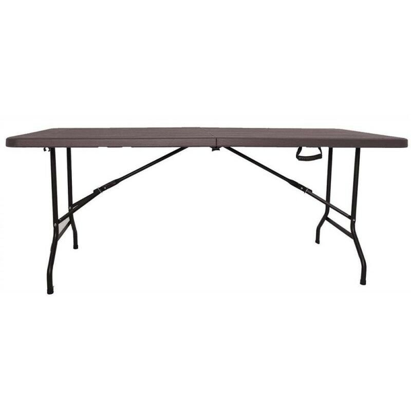 foto del prodotto xone tavolo in metallo e pvc pieghevole 180x75cm pic nic campeggio fiere sagre stampo effetto legno