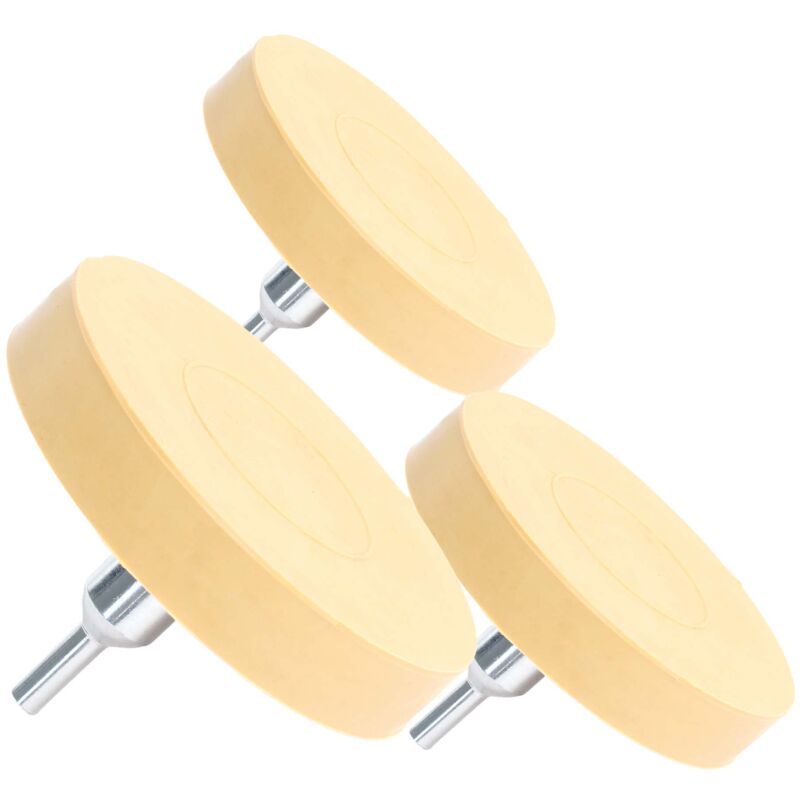foto del prodotto xpotool disco rimuovi adesivi, 3 pezzi 88 mm con adattatore per avvitatore da 6 mm, gomma per rimuovere residui di colla, pellicole e