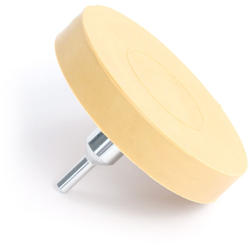 foto del prodotto xpotool disco rimuovi adesivi 88 mm con adattatore per avvitatore da 6 mm, gomma per rimuovere residui di colla, pellicole e decalcomanie da auto