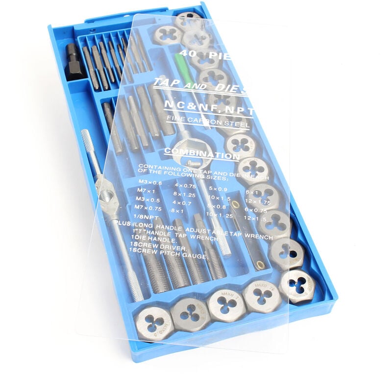 foto del prodotto xpotool set maschi e filiere 40 pz. m3 m12 per filettature interne ed esterne