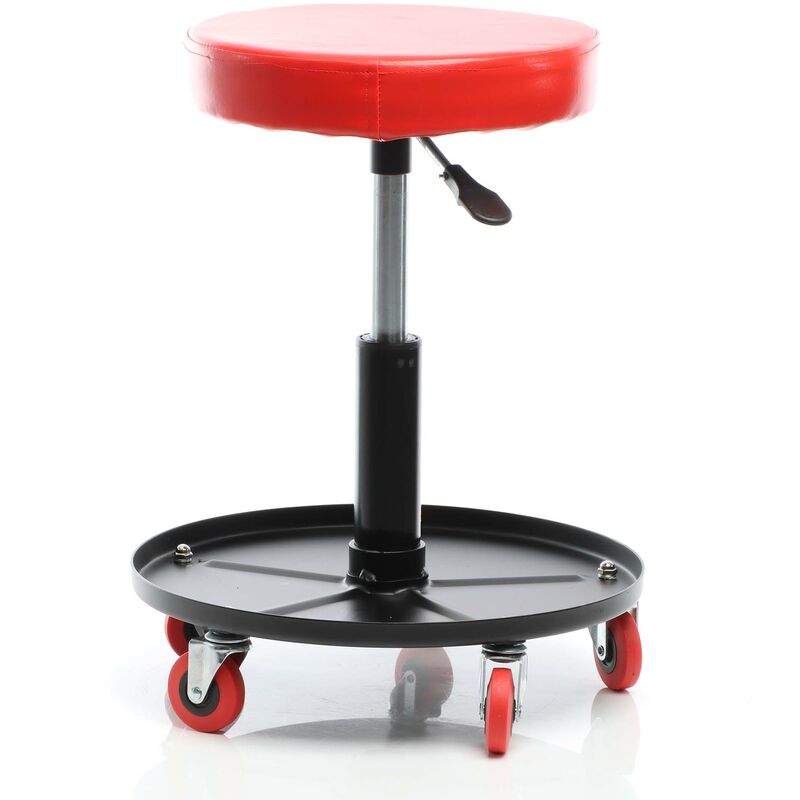 foto del prodotto xpotool sgabello per officina con rotelle e altezza regolabile, sedile girevole a 360 , sgabello mobile da meccanico