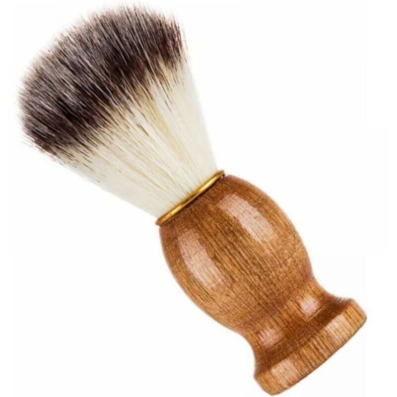 foto del prodotto xvx 1 pennello da barba, pennello da barba con manico in legno massello, fatto a mano con vero pelo di tasso, pelle morbida, per la rasatura a