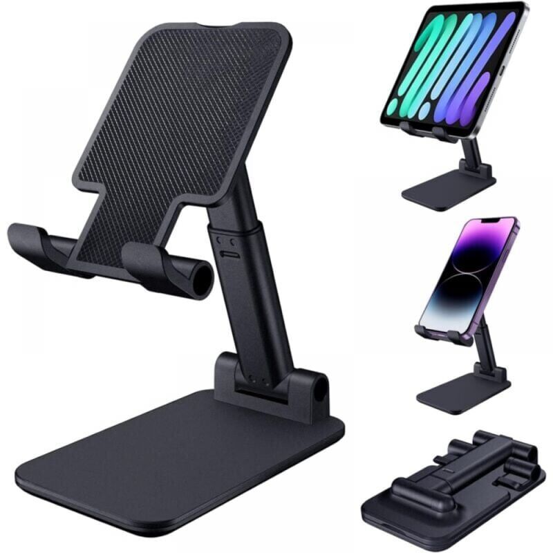 foto del prodotto xvx 1 supporto per telefono nero, supporto pieghevole per tablet, supporto per telefono cellulare compatibile con desktop