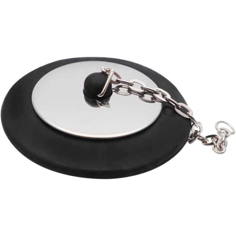 foto del prodotto xvx 1 tappo universale per vasca, tappo per lavandino in gomma e cromo con catena in metallo da 10 cm e anello di sospensione