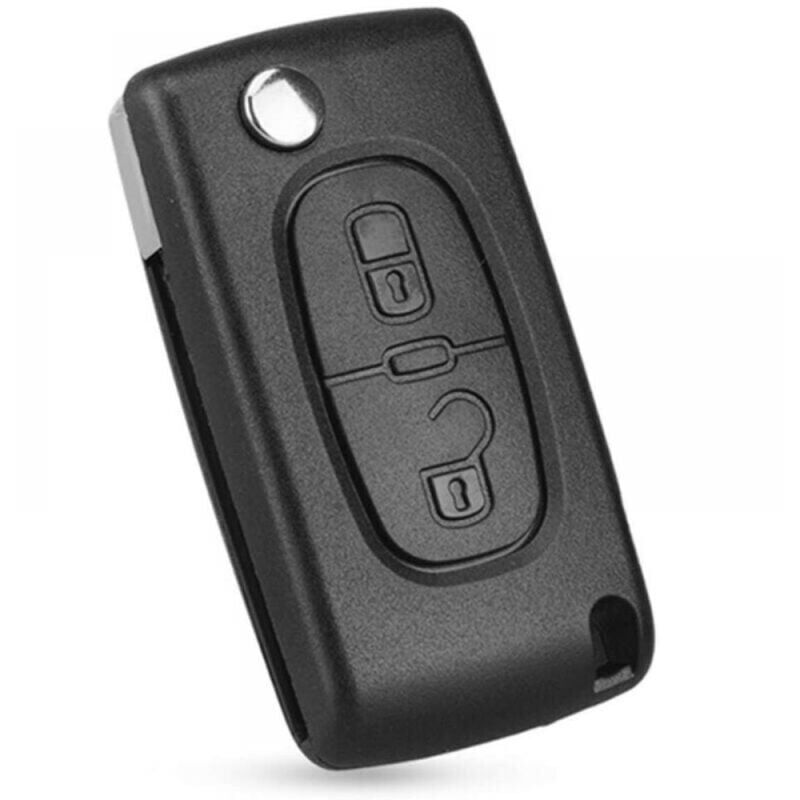 foto del prodotto xvx 1 x portachiavi pieghevole per auto a 2 pulsanti con anello portachiavi e porta batteria compatibile con peugeot citroen