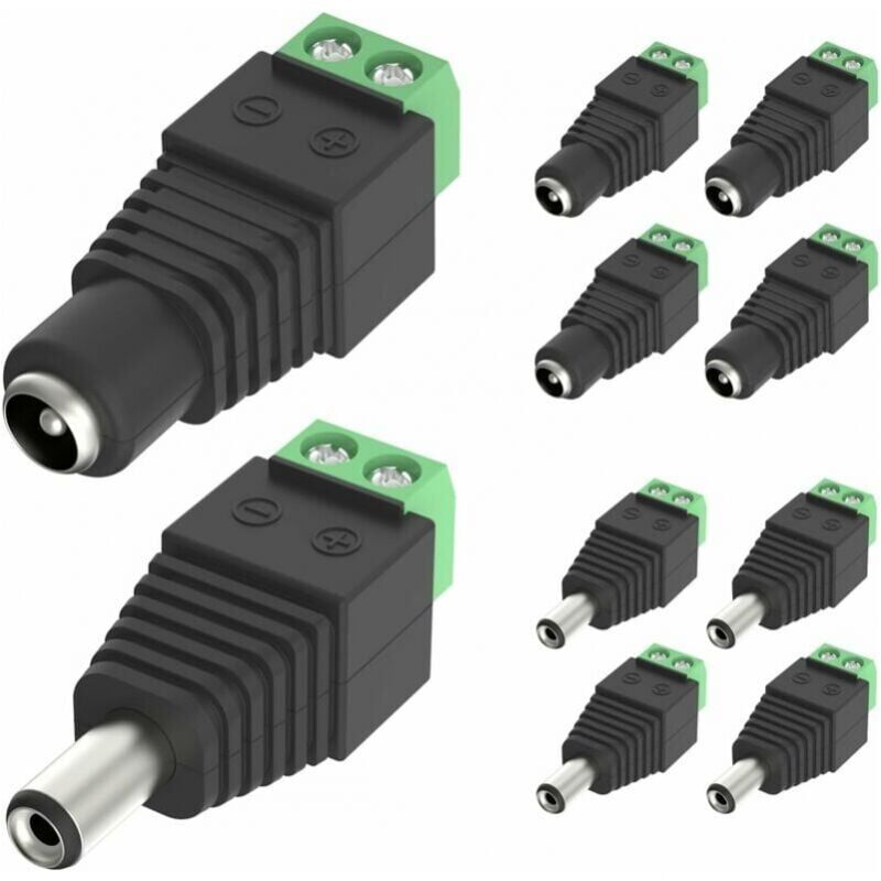 immagine 0 del prodotto xvx 10 pezzi 5,5 mm x 2,1 mm dc 12 v connettore di alimentazione maschio femmina adattatore per telecamera cctv dvr sistema di sicurezza luce led