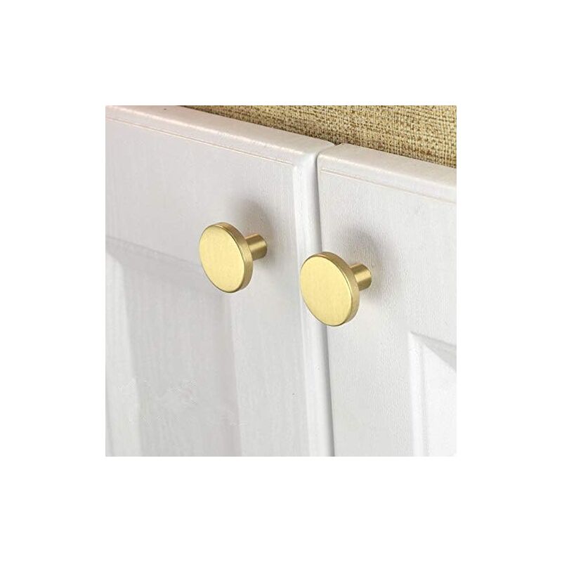 foto del prodotto xvx 10 pomelli per mobili in ottone spazzolato, pomelli dorati per cassetti, armadietti, armadietti, bagni, cucine, 28x20mm rotondo 