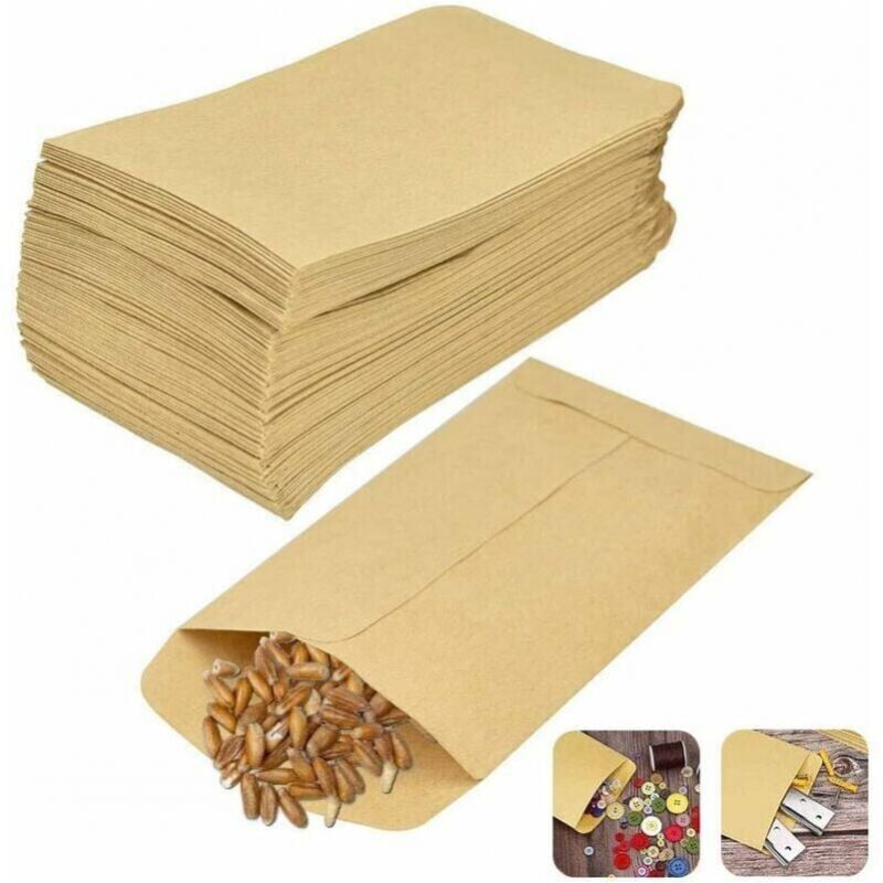 foto del prodotto xvx 100 pezzi di sacchetti di carta kraft marrone 10 x 6 cm, sacchetto per alimenti, sacchetto di carta kraft, sacchetto riciclabile per semi,
