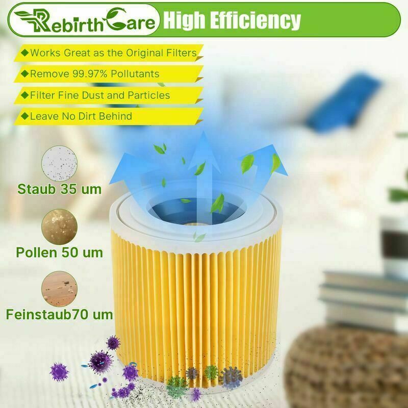 foto del prodotto xvx 2 filtri a cartuccia per k rcher wd3 premium, wd2, wd3, wd3p, mv2, mv3 filtro wd3 filtro di ricambio per aspirapolvere k rcher