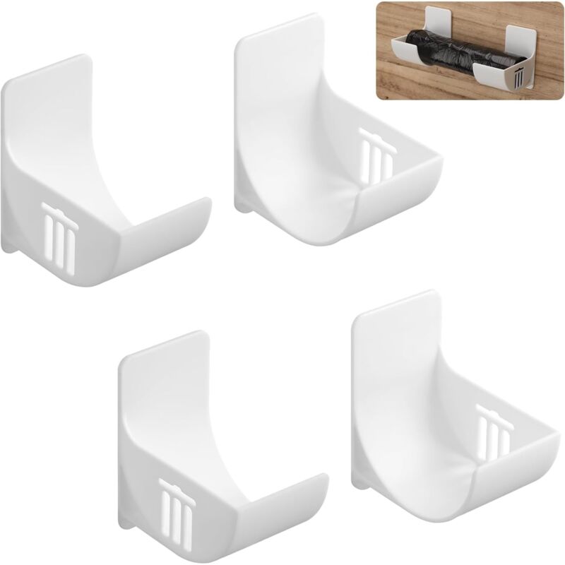 foto del prodotto xvx 2 paia portasacchetti di plastica, portasacchetti per rifiuti a parete senza punzonatura, portasacchetti per sacchetti di plastica bianchi,