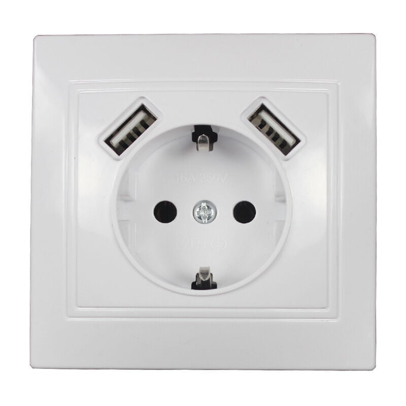 foto del prodotto xvx 2 prese usb integrate con collegamento usb max. presa a muro system 55 con contatto di protezione per smartphone lettore mp3 bianco lucido 2a