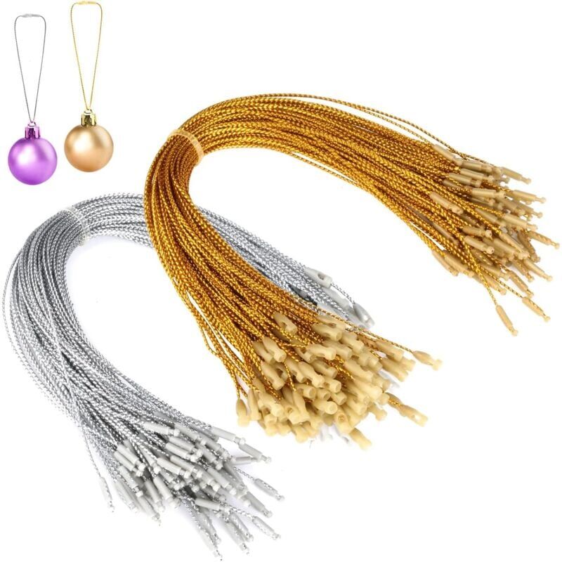 foto del prodotto xvx 200 pezzi di corda natalizia, corda decorativa per appendere decorazioni natalizie, per feste sull albero di natale oro, argento 