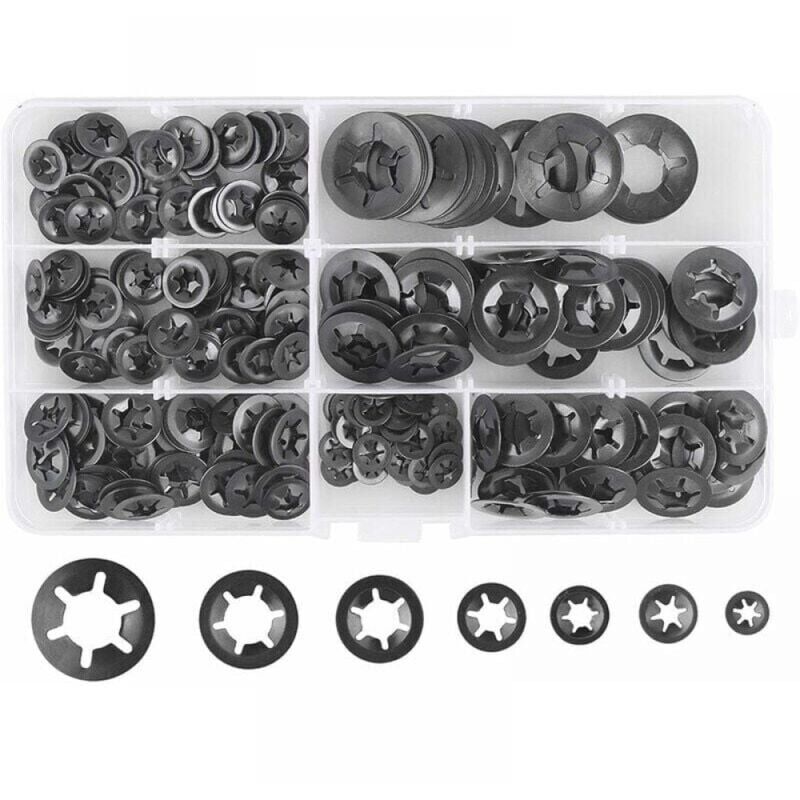 foto del prodotto xvx 280 pezzi rondelle elastiche, rondelle elastiche in acciaio, rondelle elastiche a sgancio rapido m3 m4 m5 m6 m8 m10 m12, 7 misure, nero